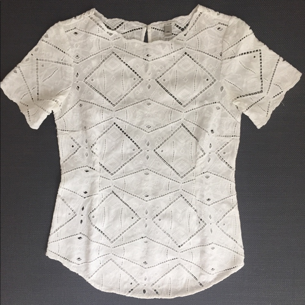 J. Crew geometric eyelet top